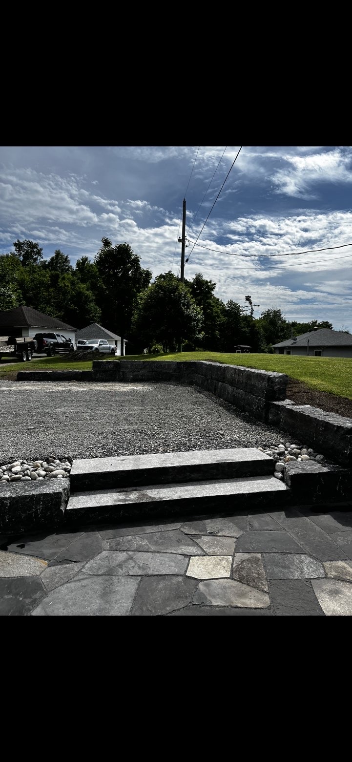 Granite steps & retaining wall